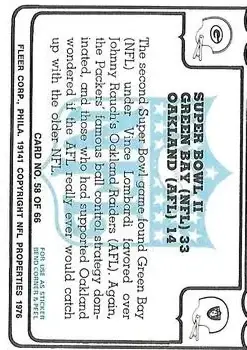 1976 Fleer Team Action #58 - Card #58 - Back