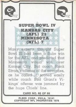 1976 Fleer Team Action #60 - Card #60 - Back