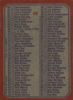 1973 Topps #68 - Card #68 - Back