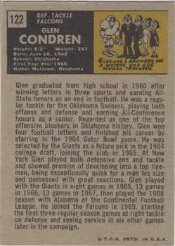 1971 Topps #122 - Glen Condren - Atlanta Falcons