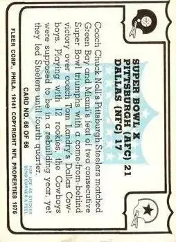 1976 Fleer Team Action #66 - Card #66 - Back