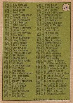 1972 Topps #79 - Card #79 - Back