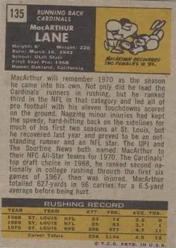 1971 Topps #135 - MacArthur Lane - St. Louis Cardinals