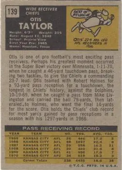 1971 Topps #139 - Otis Taylor - Kansas City Chiefs - Back