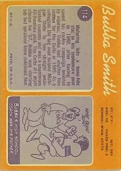 1970 Topps #114 - Bubba Smith - Baltimore Colts - Back