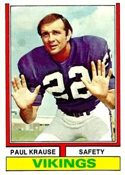 1974 Topps #82 - Paul Krause - Minnesota Vikings