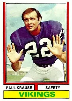 1974 Topps #82 - Paul Krause - Minnesota Vikings