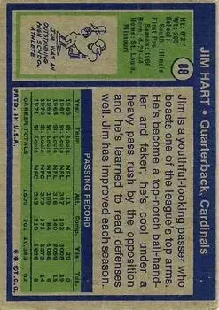 1972 Topps #88 - Jim Hart - St. Louis Cardinals - Back 1972 Topps #88 - Jim Hart - St. Louis Cardinals - Back