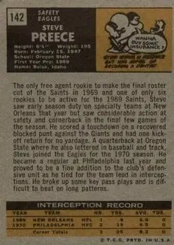 1971 Topps #142 - Steve Preece - Philadelphia Eagles