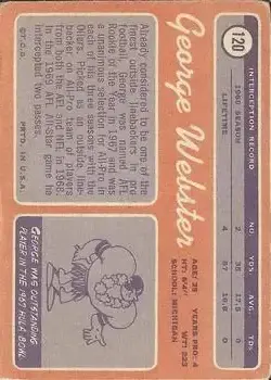 1970 Topps #120 - George Webster - Houston Oilers - Back