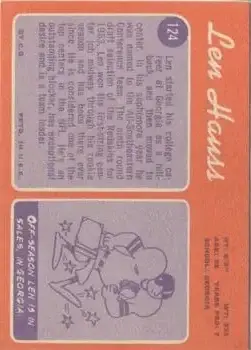 1970 Topps #124 - Len Hauss - Washington Redskins - Back 1970 Topps #124 - Len Hauss - Washington Redskins - Back