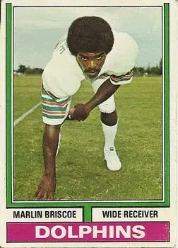 1974 Topps #92 - Marlin Briscoe - Miami Dolphins - Front 1974 Topps #92 - Marlin Briscoe - Miami Dolphins - Front