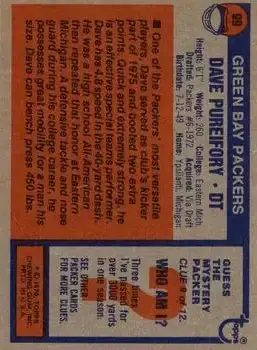 1976 Topps #99 - Dave Pureifory - Green Bay Packers - Back 1976 Topps #99 - Dave Pureifory - Green Bay Packers - Back