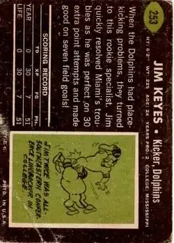 1969 Topps #253 - Jim Keyes - Miami Dolphins