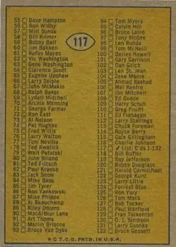 1974 Topps #117 - Card #117 - Back