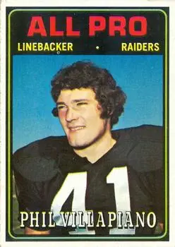 1974 Topps #139 - Phil Villapiano - Oakland Raiders - Front 1974 Topps #139 - Phil Villapiano - Oakland Raiders - Front