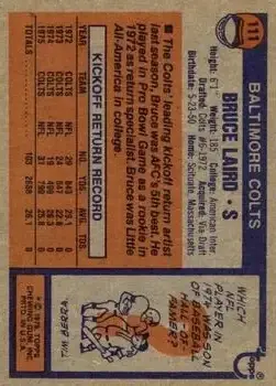 1976 Topps #111 - Bruce Laird - Baltimore Colts - Back