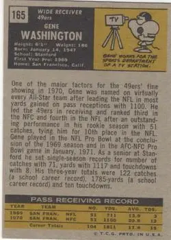 1971 Topps #165 - Gene Washington - San Francisco 49ers - Back 1971 Topps #165 - Gene Washington - San Francisco 49ers - Back