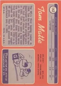 1970 Topps #142 - Tom Matte - Baltimore Colts