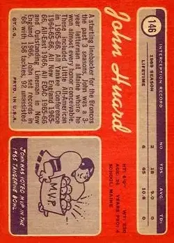1970 Topps #146 - John Huard - Denver Broncos - Back