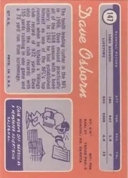 1970 Topps #147 - Dave Osborn - Minnesota Vikings - Back 1970 Topps #147 - Dave Osborn - Minnesota Vikings - Back