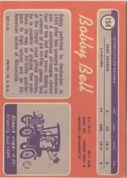 1970 Topps #154 - Bobby Bell - Kansas City Chiefs - Back 1970 Topps #154 - Bobby Bell - Kansas City Chiefs - Back
