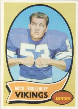 1970 Topps #158 - Mick Tingelhoff - Minnesota Vikings - Front