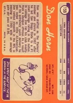 1970 Topps #159 - Don Horn - Green Bay Packers - Back 1970 Topps #159 - Don Horn - Green Bay Packers - Back
