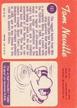 1970 Topps #161 - Tom Neville - Boston Patriots - Back