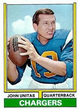 1974 Topps #150 - John Unitas - San Diego Chargers - Front