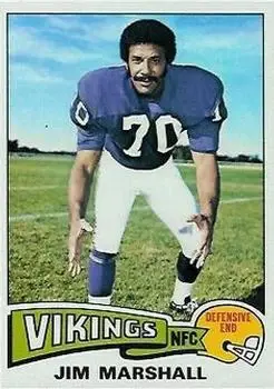1975 Topps #157 - Jim Marshall - Minnesota Vikings - Front
