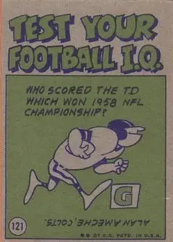1972 Topps #121 - Jim Kiick - Miami Dolphins - Back 1972 Topps #121 - Jim Kiick - Miami Dolphins - Back