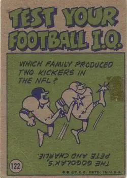 1972 Topps #122 - Roger Staubach - Dallas Cowboys - Back