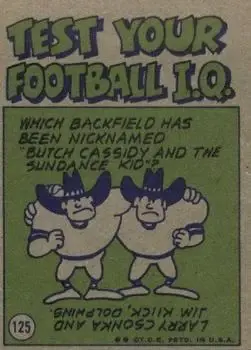 1972 Topps #125 - Rick Volk - Baltimore Colts - Back