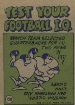 1972 Topps #128 - Roman Gabriel - Los Angeles Rams - Back