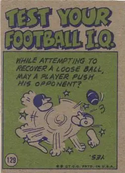 1972 Topps #129 - Calvin Hill - Dallas Cowboys - Back