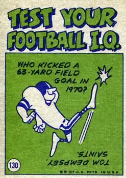 1972 Topps #130 - Bill Nelsen - Cleveland Browns - Back 1972 Topps #130 - Bill Nelsen - Cleveland Browns - Back