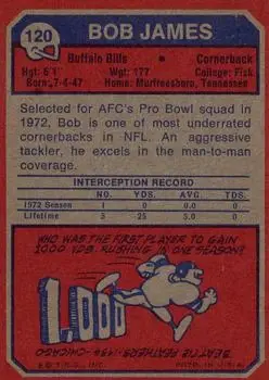 1973 Topps #120 - Bob James - Buffalo Bills 1973 Topps #120 - Bob James - Buffalo Bills