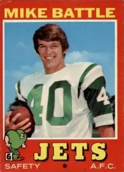 1971 Topps #179 - Mike Battle - New York Jets - Front