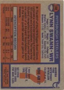 1976 Topps #140 - Lynn Swann - Pittsburgh Steelers - Back