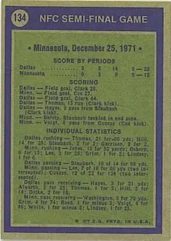 1972 Topps #134 - Card #134 - Back