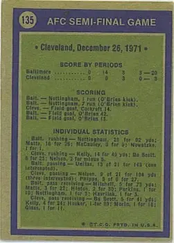1972 Topps #135 - Card #135 - Back