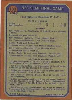 1973 Topps #133 - Card #133 - Back