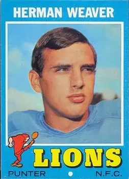 1971 Topps #183 - Herman Weaver - Detroit Lions