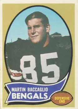 1970 Topps #187 - Martin Baccaglio - Cincinnati Bengals - Front