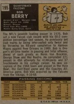 1971 Topps #195 - Bob Berry - Atlanta Falcons