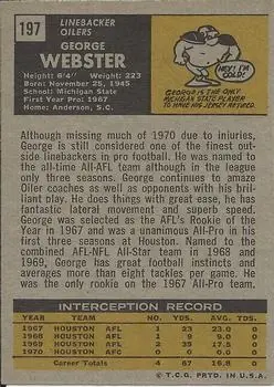 1971 Topps #197 - George Webster - Houston Oilers