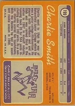 1970 Topps #199 - Charlie Smith - Oakland Raiders - Back 1970 Topps #199 - Charlie Smith - Oakland Raiders - Back