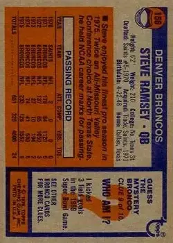 1976 Topps #156 - Steve Ramsey - Denver Broncos - Back 1976 Topps #156 - Steve Ramsey - Denver Broncos - Back