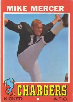 1971 Topps #201 - Mike Mercer - San Diego Chargers - Front